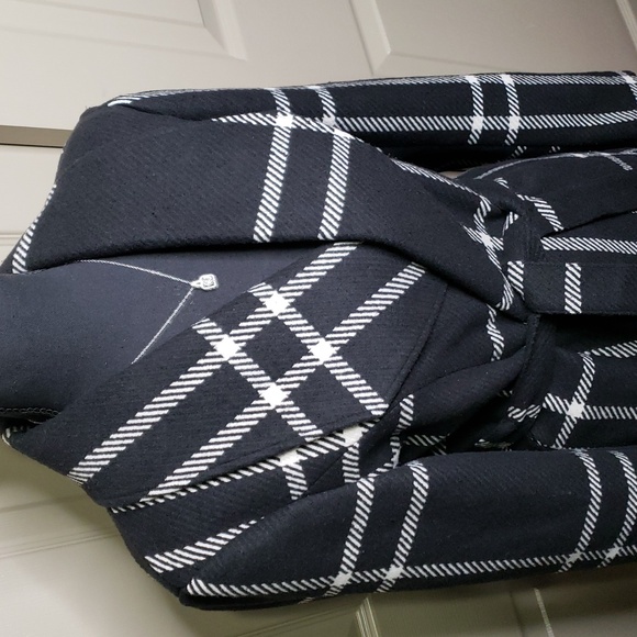 White House Black Market 2% Wool Blend Black White Tie Blazer Jacket Coat - Picture 2 of 7